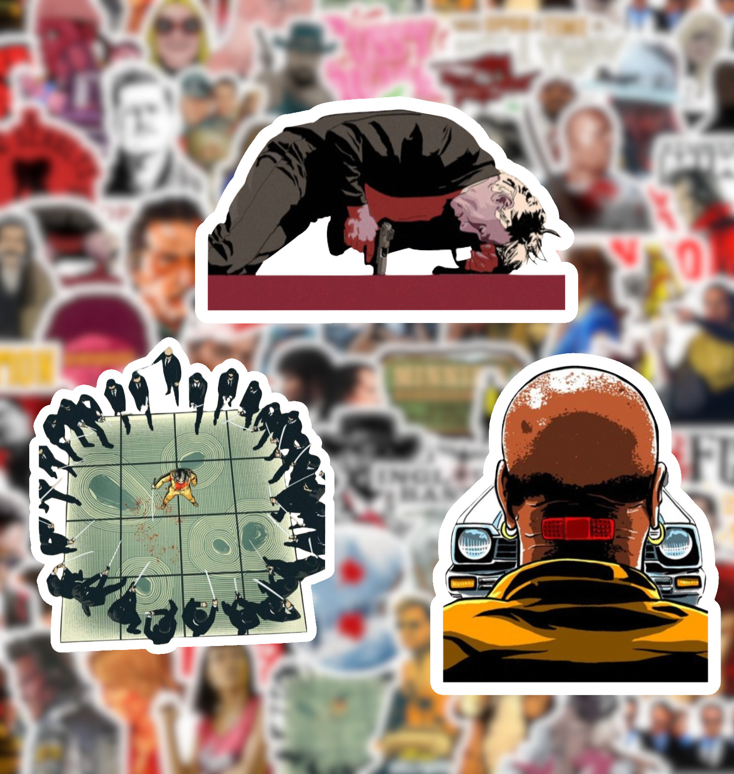25/50 Tarantino Movie Sticker Pack-Waterproof Vinyl- Pulp Fiction Kill Bill