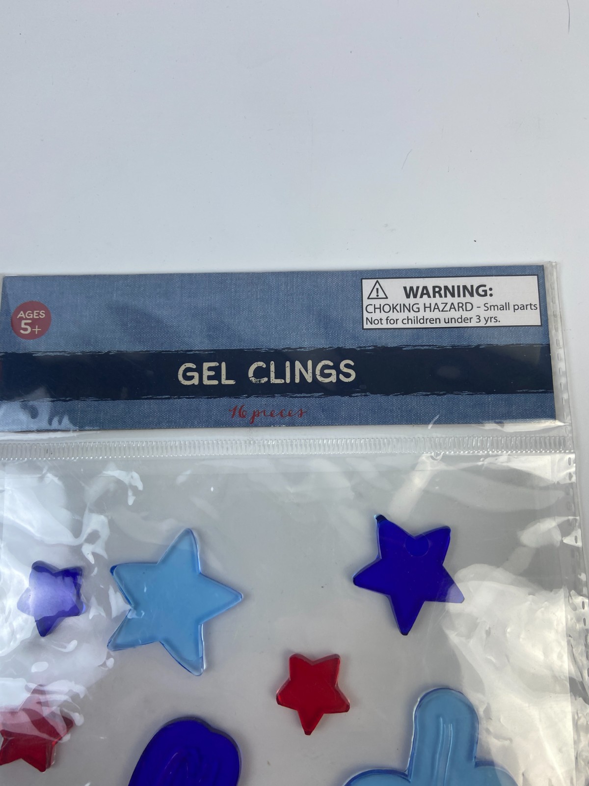 NEW USA Red White and Blue Stars 4th of July Gel Window Stickers Clings 16 ct