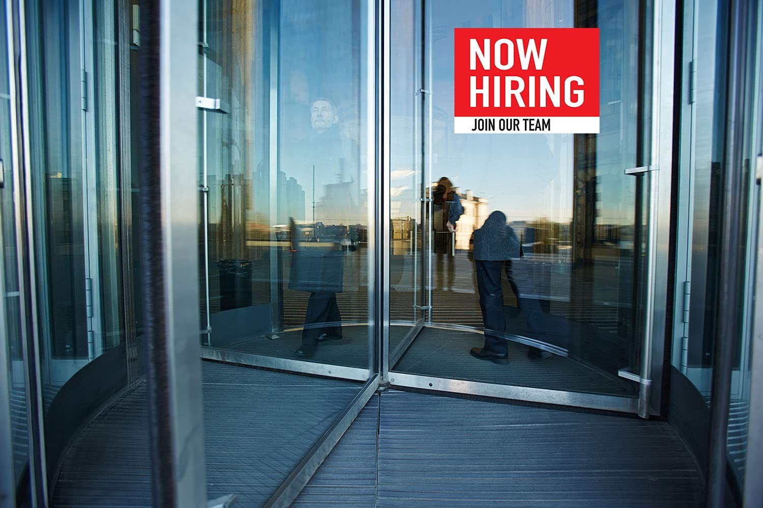 7"x9" Now Hiring Join Our Team Window and 7in x 9in, Red, White, Black