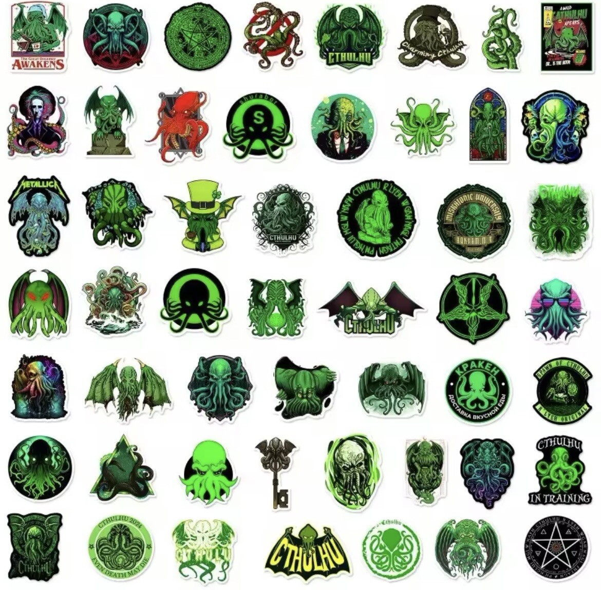 Cthulhu Sticker Style 50pk Mixed Cthulhu Cartoon Themed Random Funny Stickers