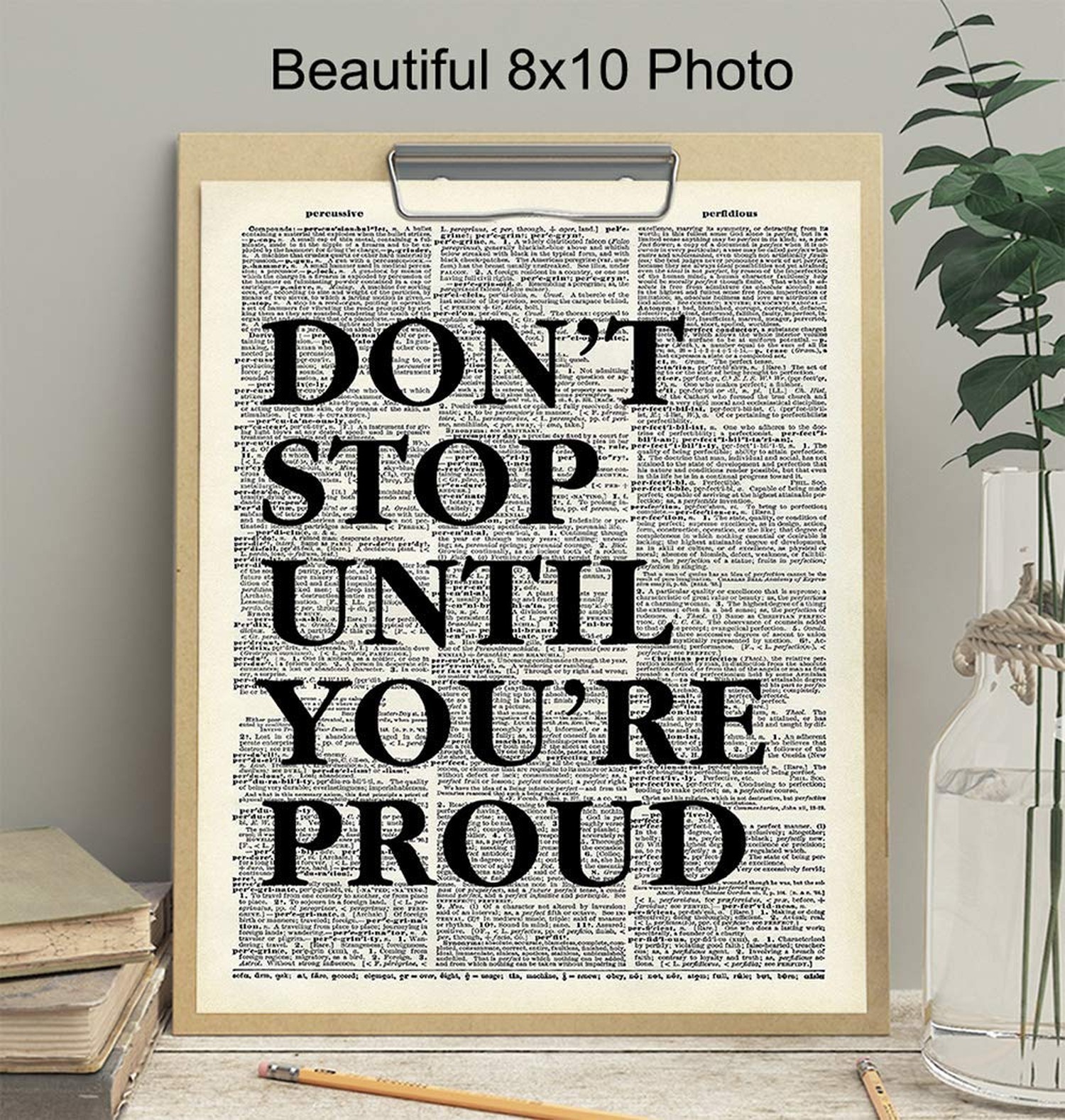 Motivational Don't Stop Dictionary Art, Wall Decor Picture – 8×10 Upcycled Ho…