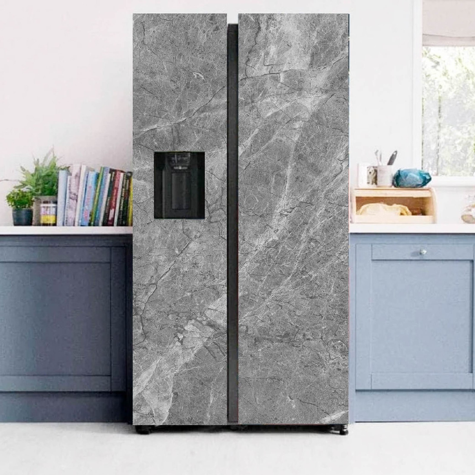 Marble Style Refrigerator Wrap Vinyl Peel & Stick Cover