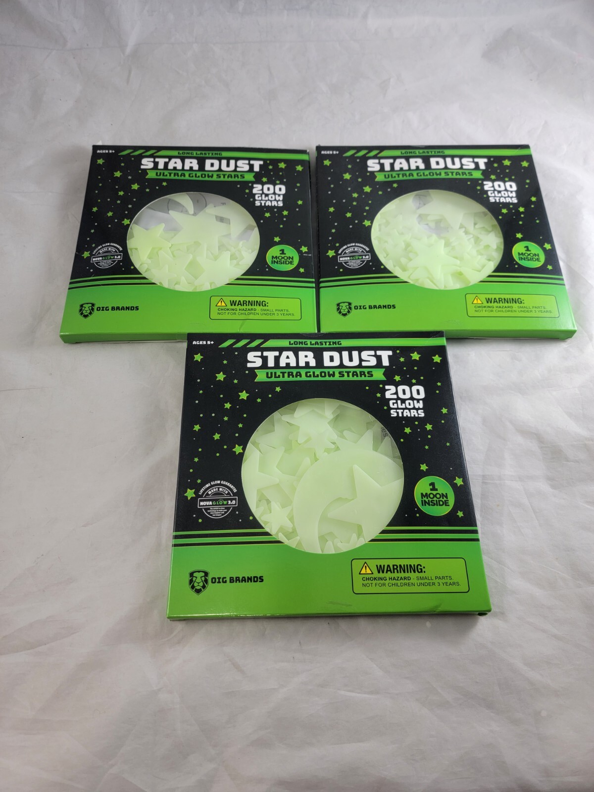 Ultra Bright Glow in the Dark Stars 200 Count W/ Bonus Moon Lot Of 3 600 Total