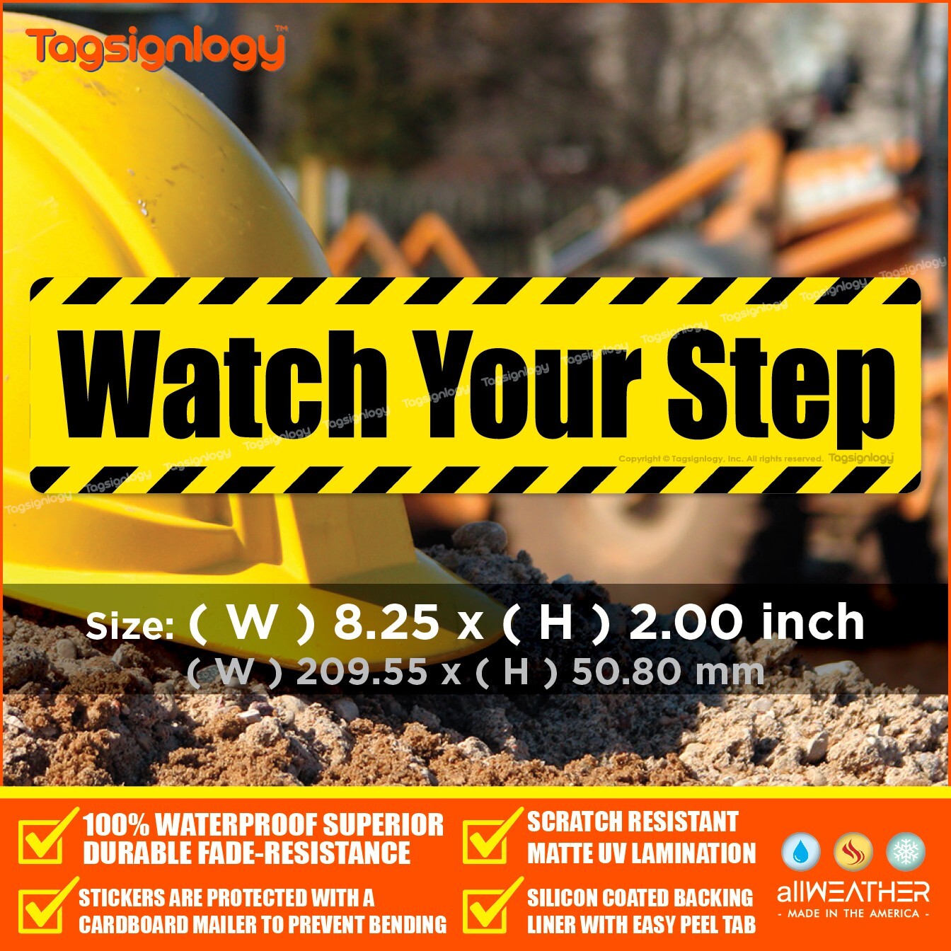 Watch Your Step Waterproof Caution Sign Safety Label Weatherproof Vinyl Sticker