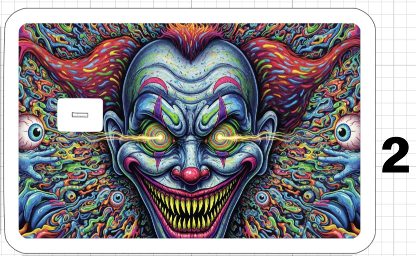 Acid Trip Demon Clown Credit Debit ATM Card Skin Sticker Trippy Gift Retro