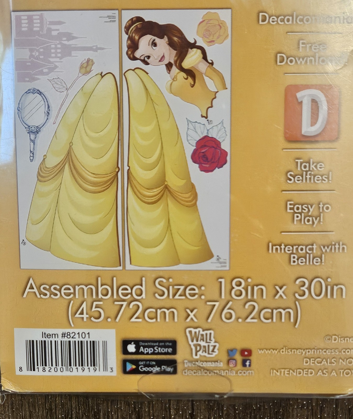Disney Princess Belle Removable 3D Wall Decal Assembled Size 18"x30"