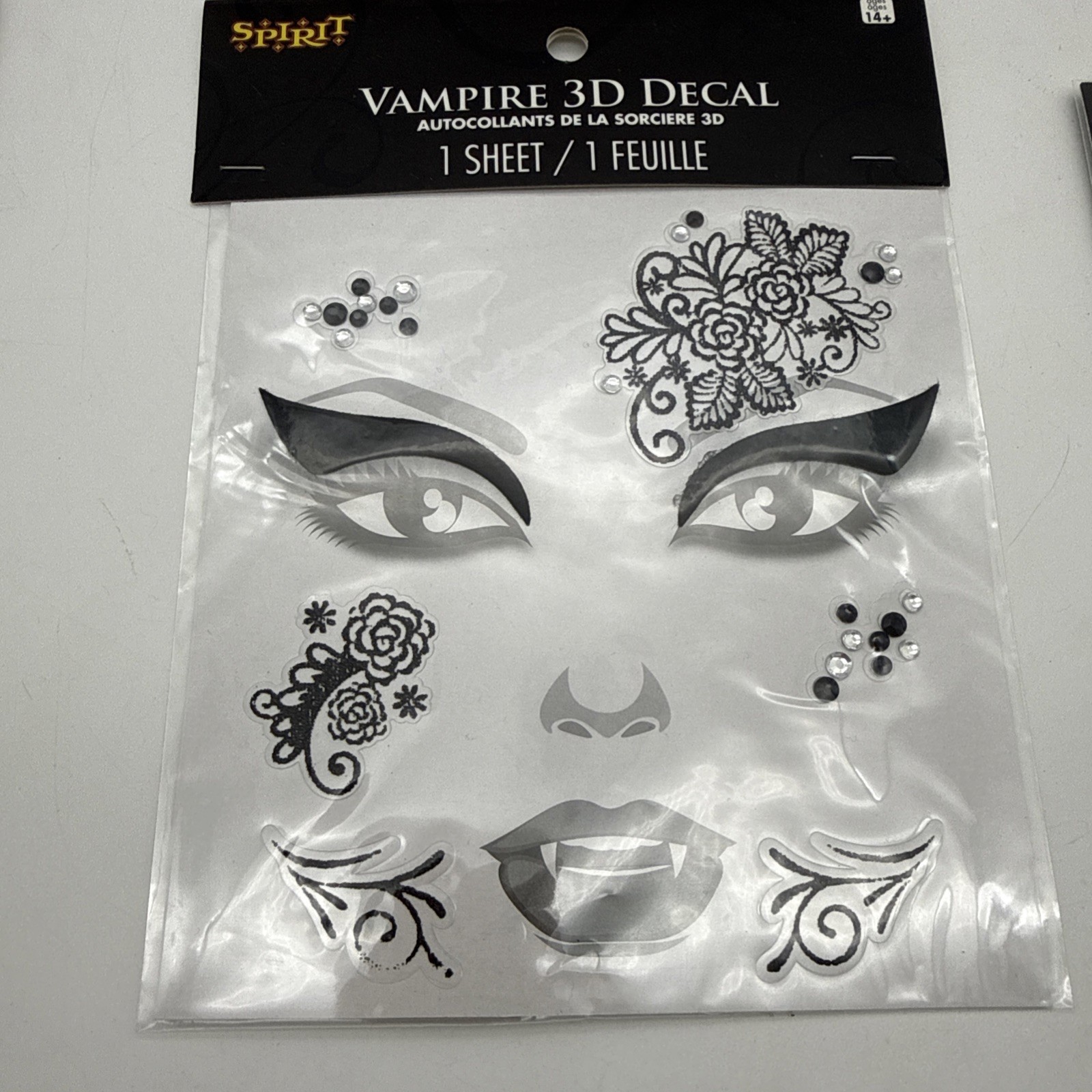 Lot Of 6 Spirit Halloween: Face Decals! Brand New! Fox, skeleton, witch, vampire