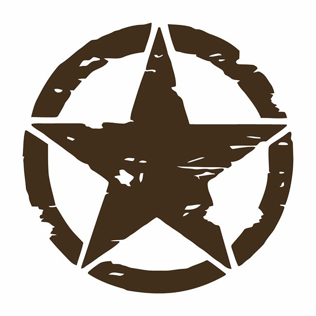Automotive Distressed Army Star Die Cut Decal Multiple colors Made USA