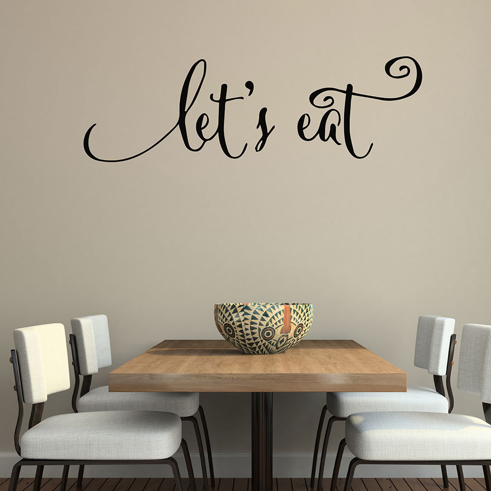 LET'S EAT Kitchen Dining Wall Words Lettering Quote Decal Sticker Rustic Decor