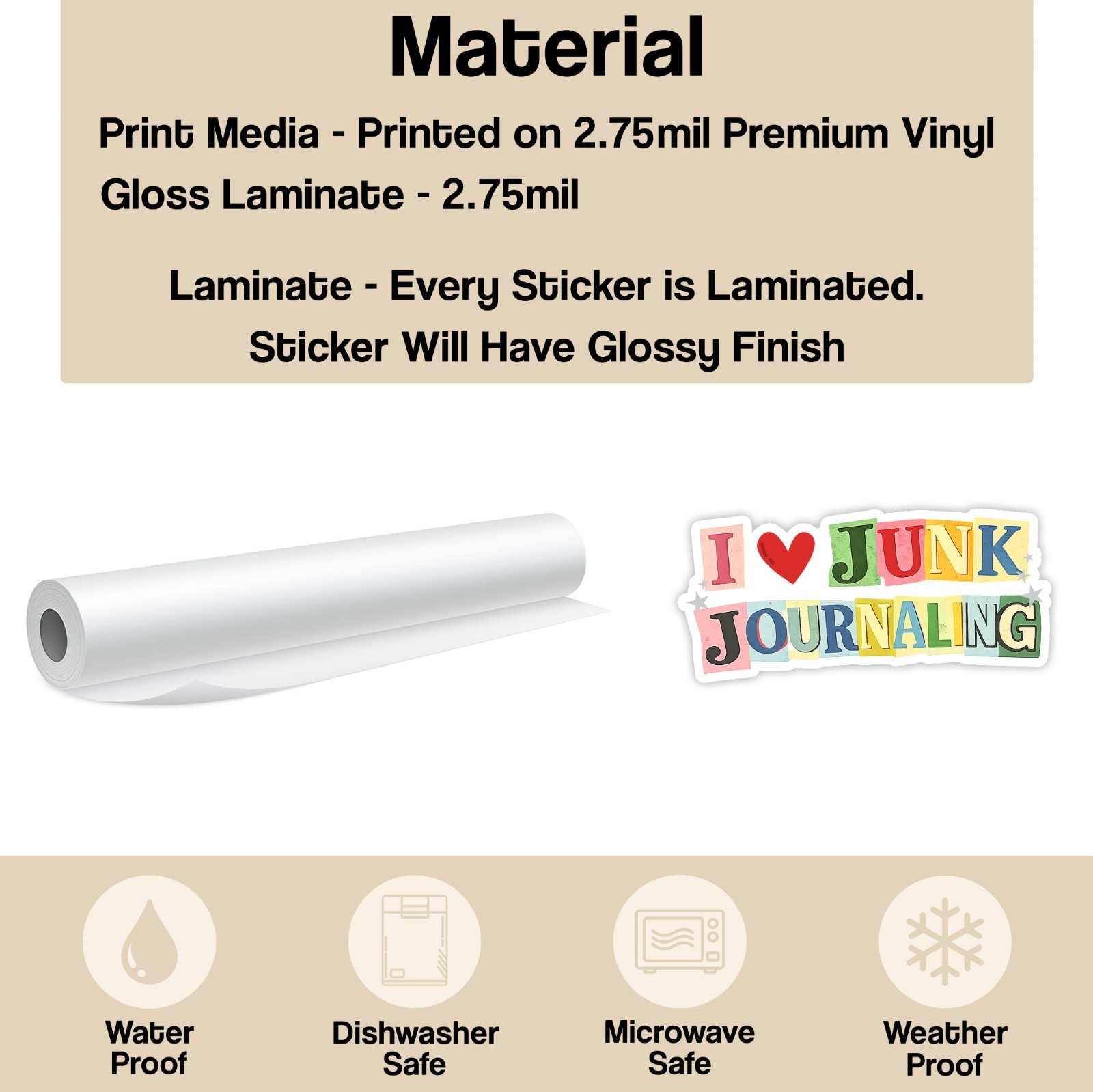 I Love Junk Journaling Sticker Scrapbooking Vison Board Bingo Card Sticker Decal