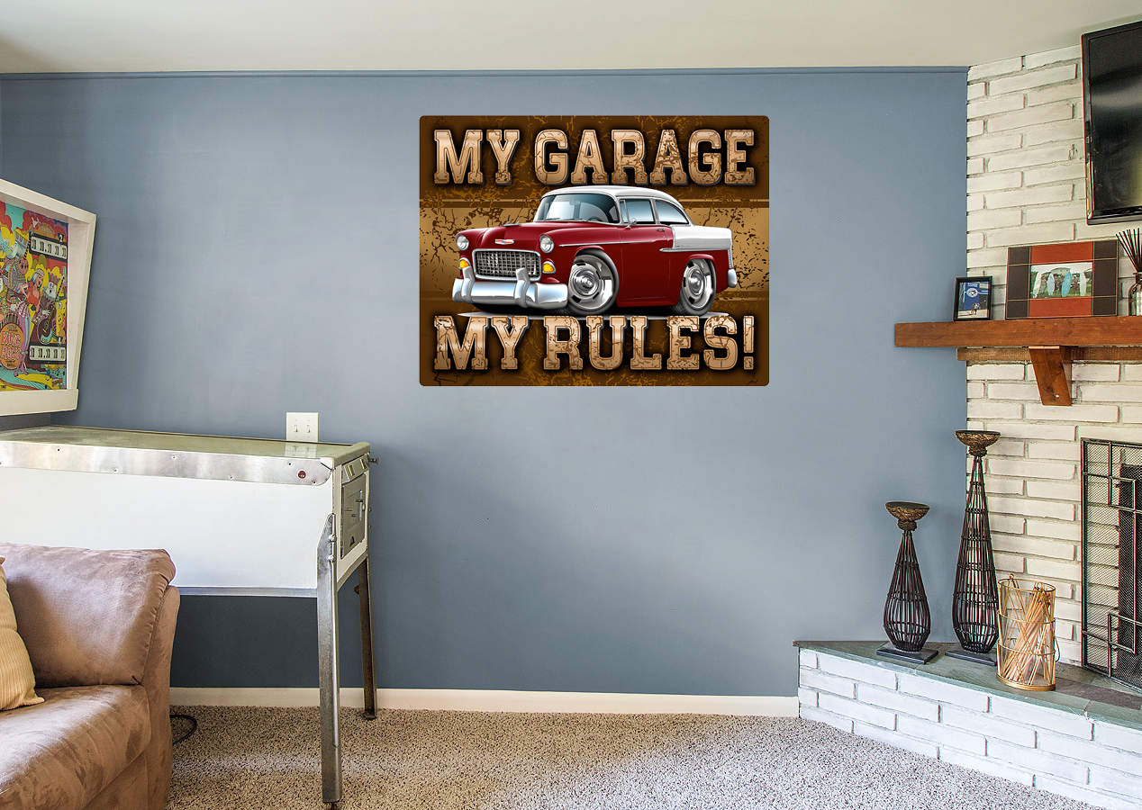 1955 Chevy Belair Hardtop My Garage My Rules Wall Art Graphic Sticker