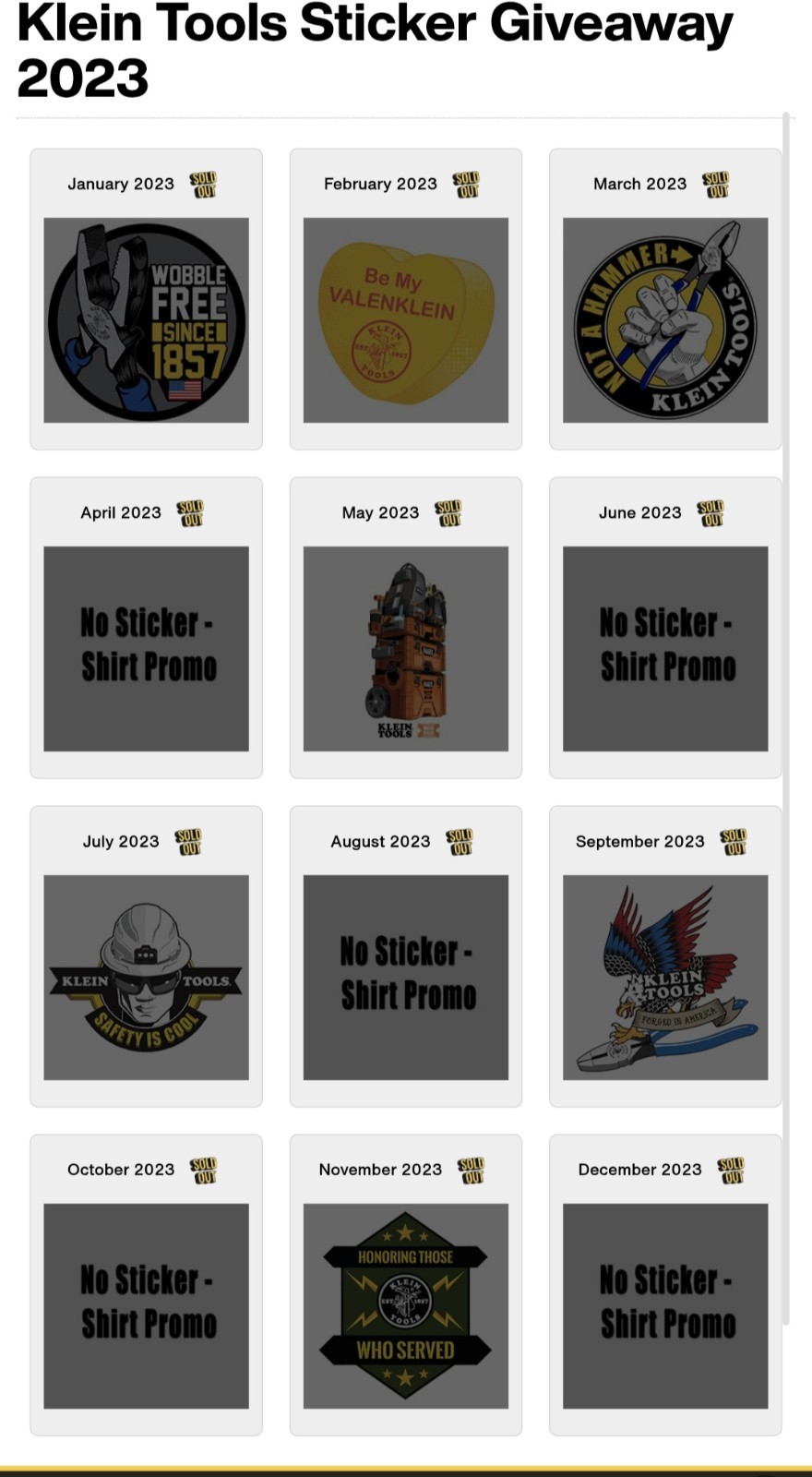 Klein Tools Tradesman Club Exclusive Giveaway Sticker February 2023