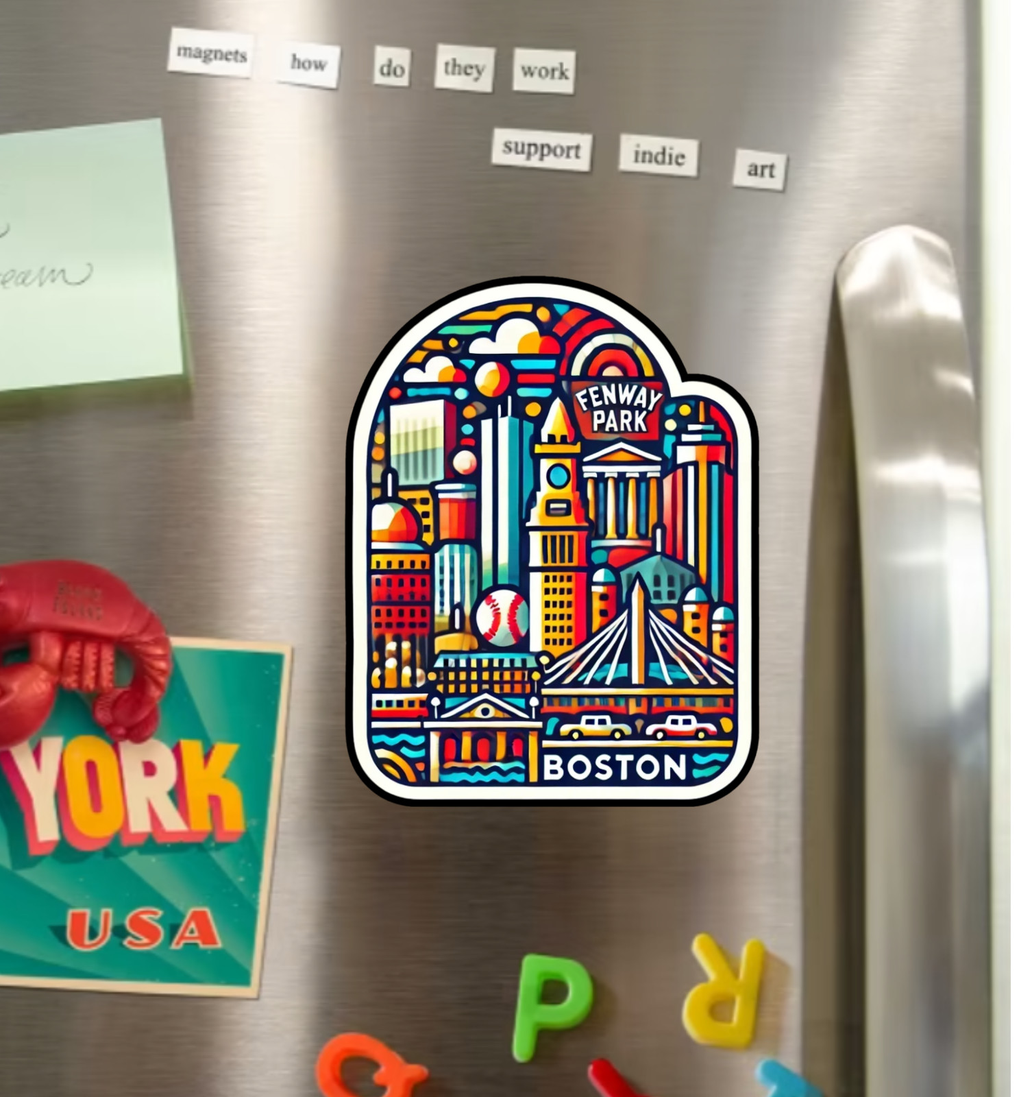 Boston Massachusettes Fridge Magnet or Laptop Sticker