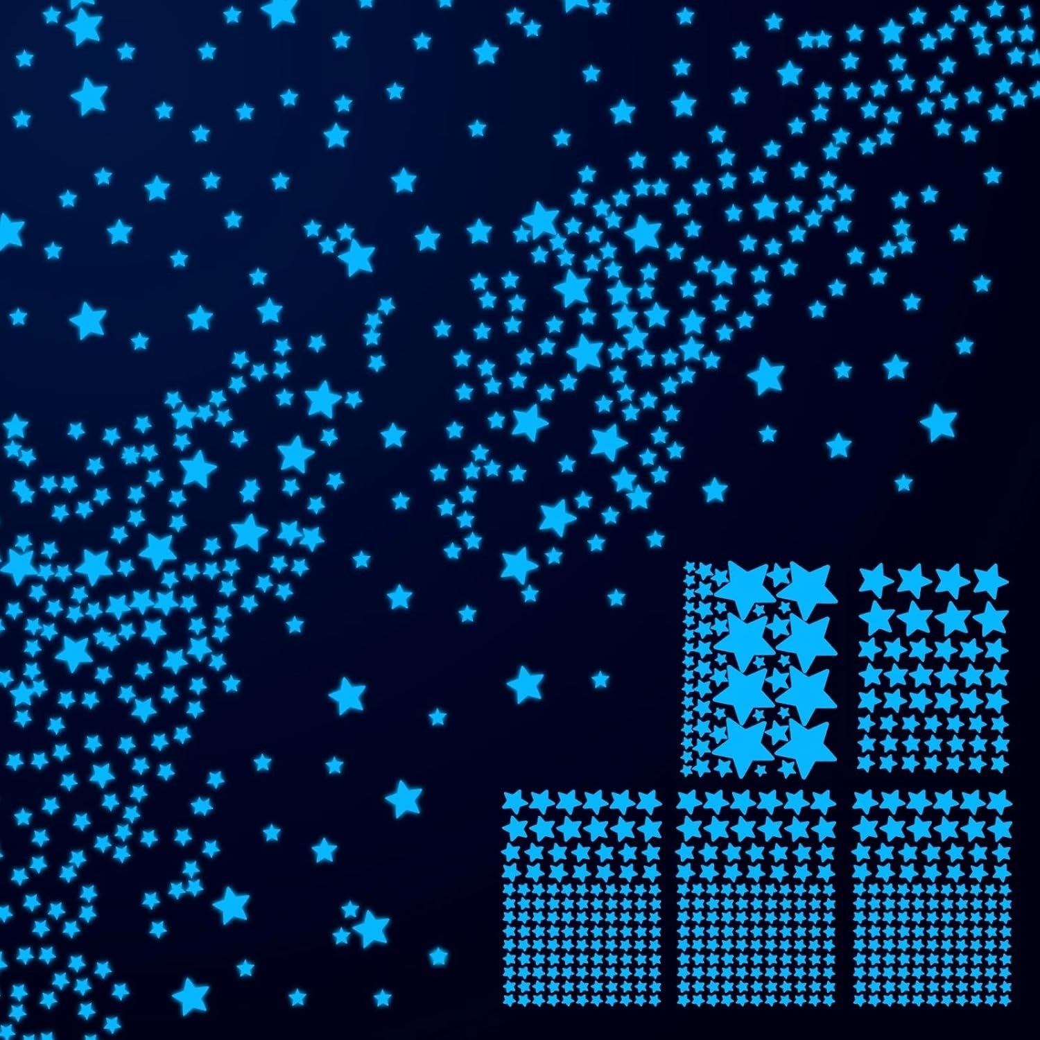 476 Pcs Blue Glow in the Dark Star Stickers – Magical Ceiling Decor for Kids