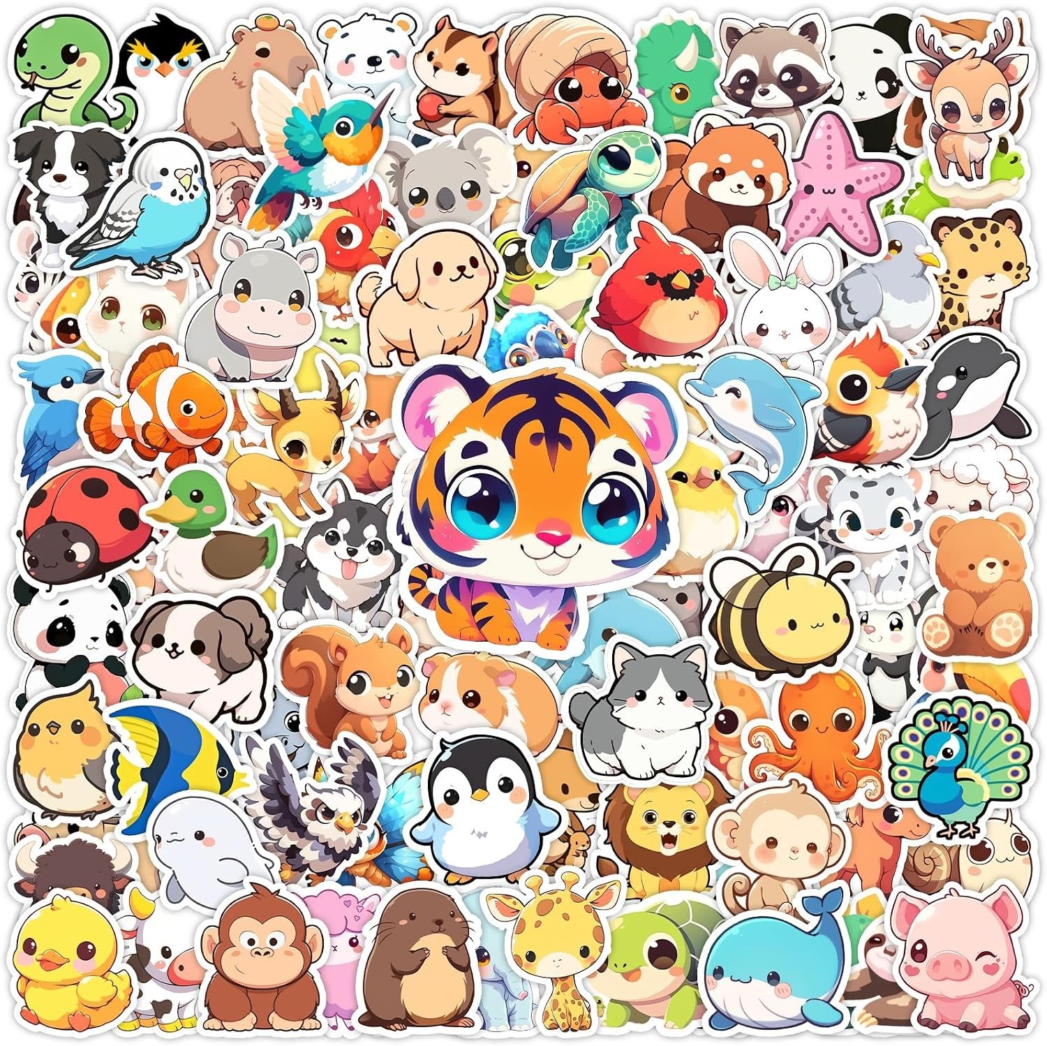 100 Pcs Cute Cartoon Animal Stickers Pack for Teens Adults Kids | Waterproof …