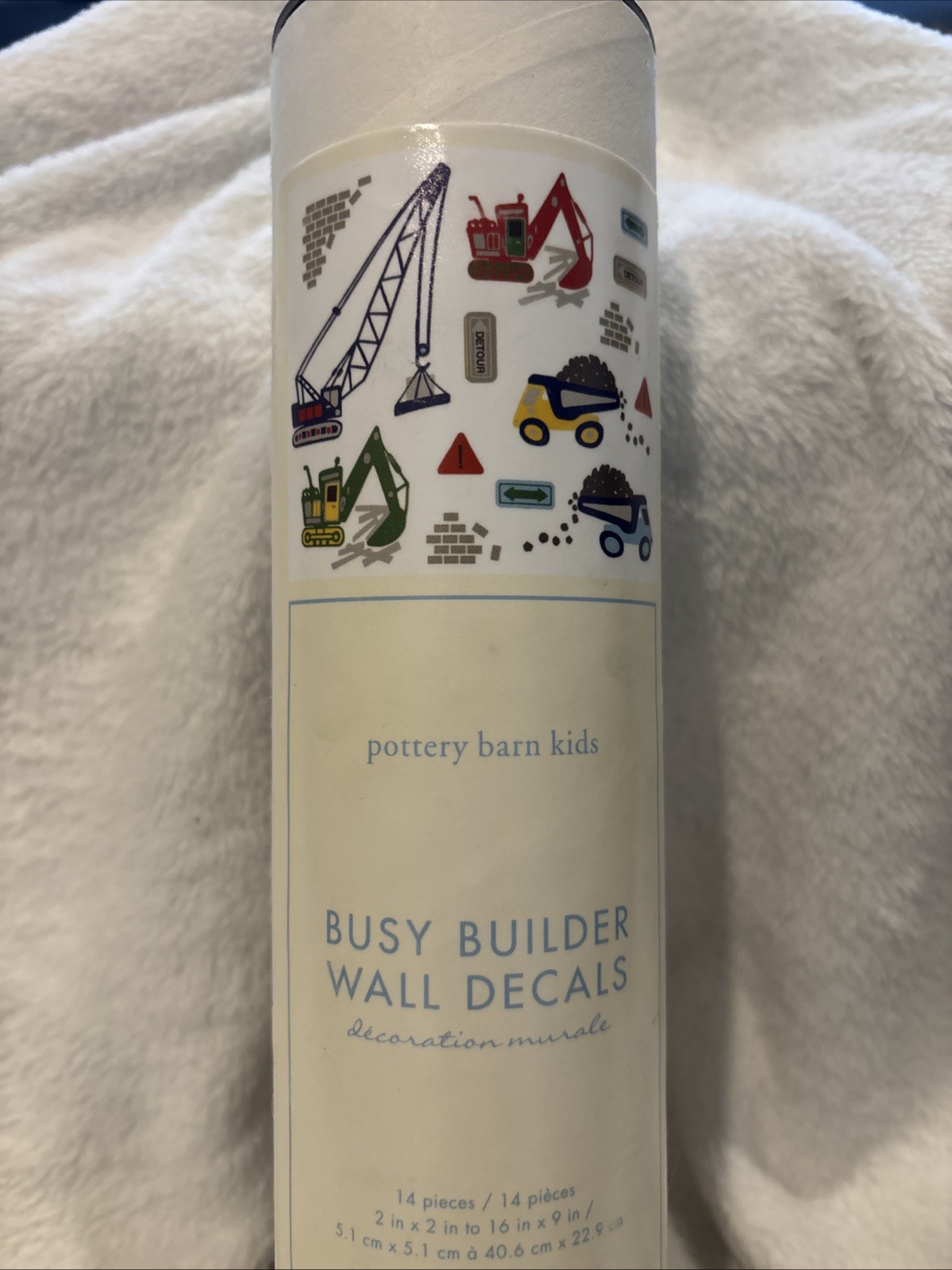 New Pottery Barn Kids Set of 14 Construction Trucks Wall Decals – New In Tube