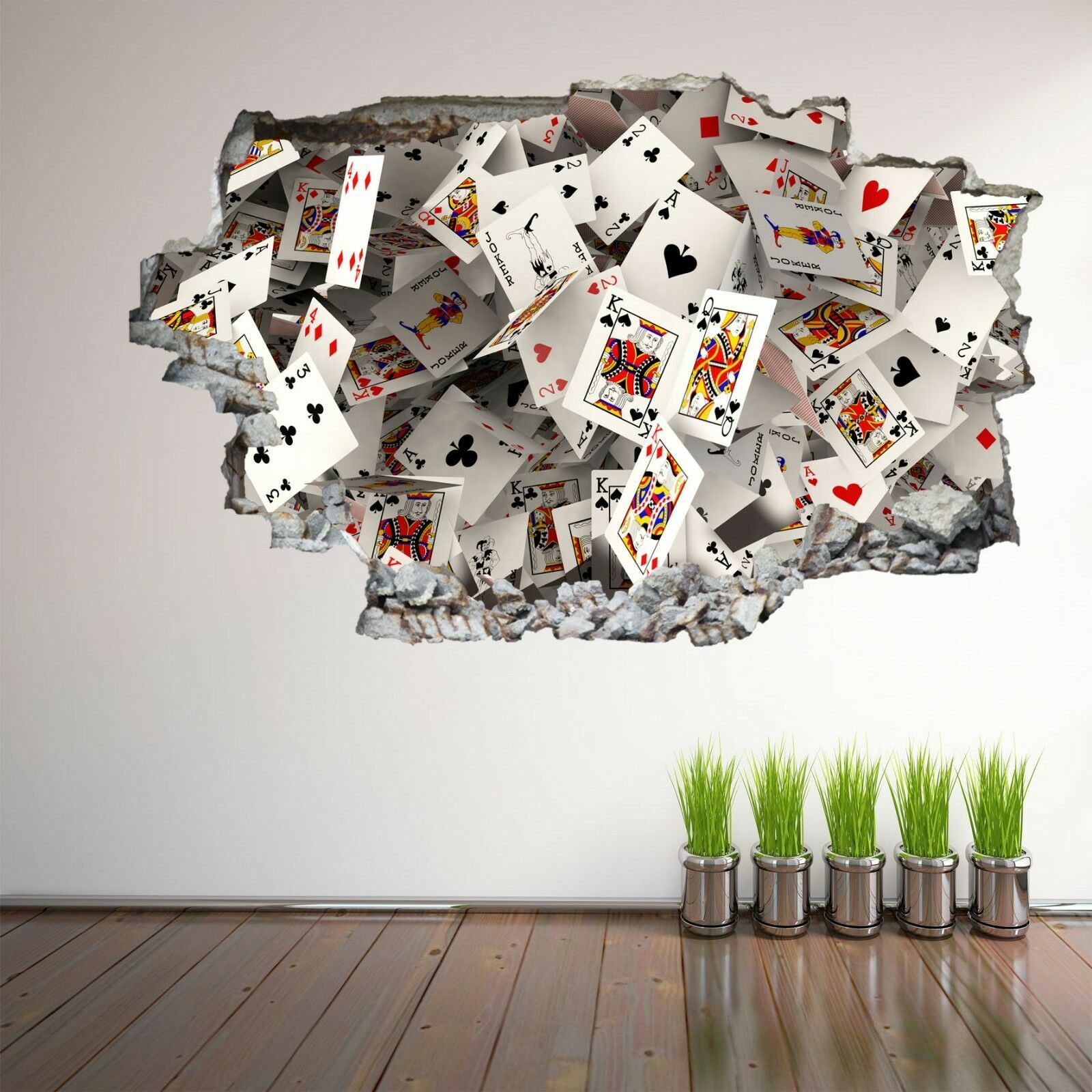 Poker Playing Cards 3D Wall Art Sticker Mural Decal Poster Pub Casino Decor GE6