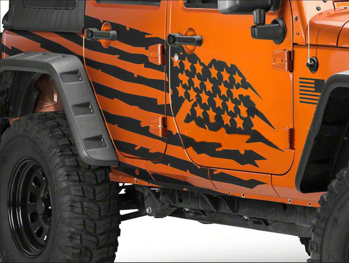 Graphics American Flag Sticker Kit For Jeep Wrangler Rubicon 4 Door Fender Decal