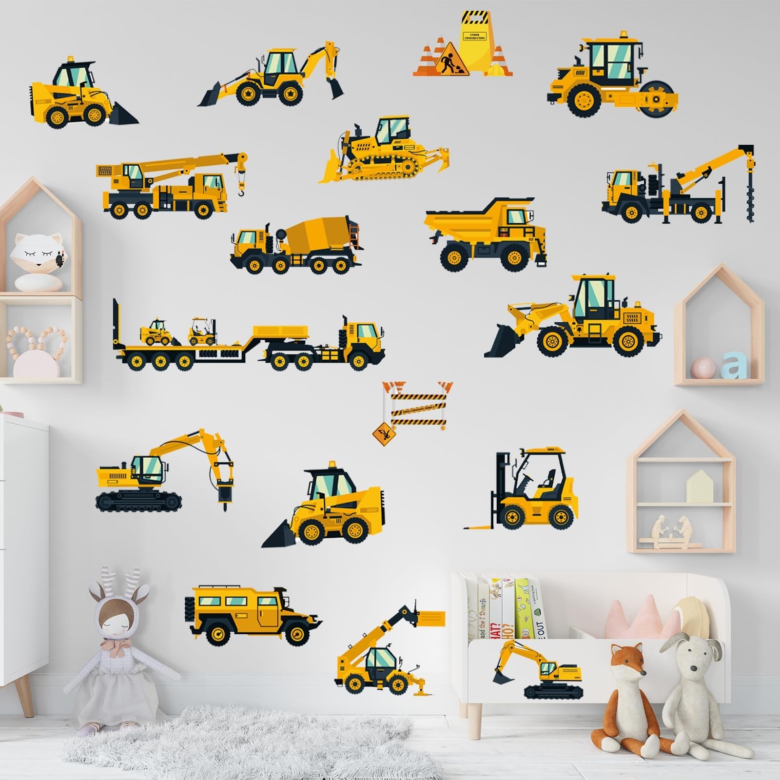 Construction Vehicles Wall Decals – Peel & Stick Removable Stickers for Kids' Ro