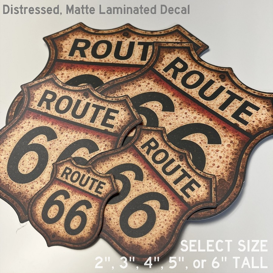 Distressed Historic Route 66 Matte Laminated Stickers / Decals Choose Size 2-6"