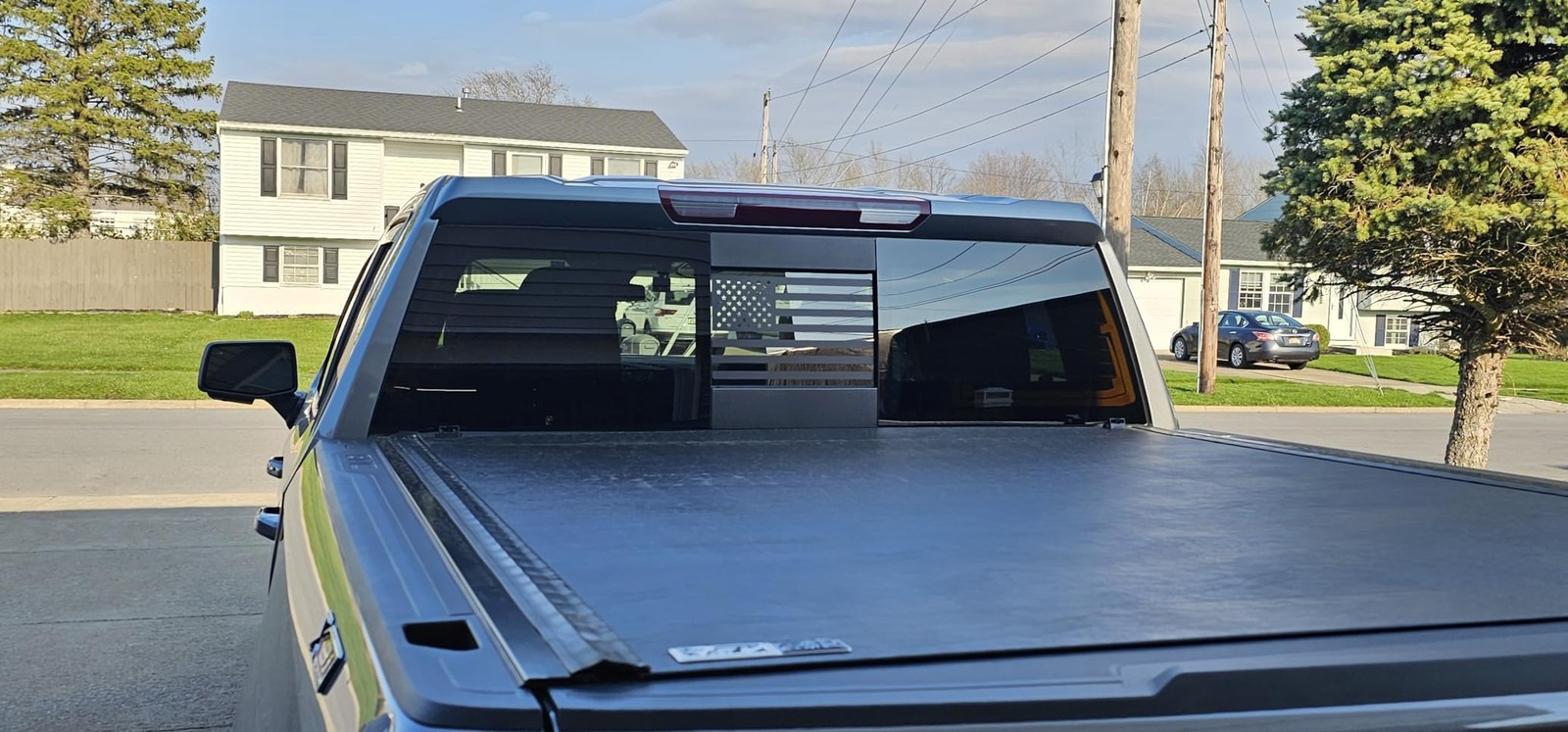 Chevy Silverado GMC Sierra 2019–2024 Sliding Window USA Flag Vinyl Sticker