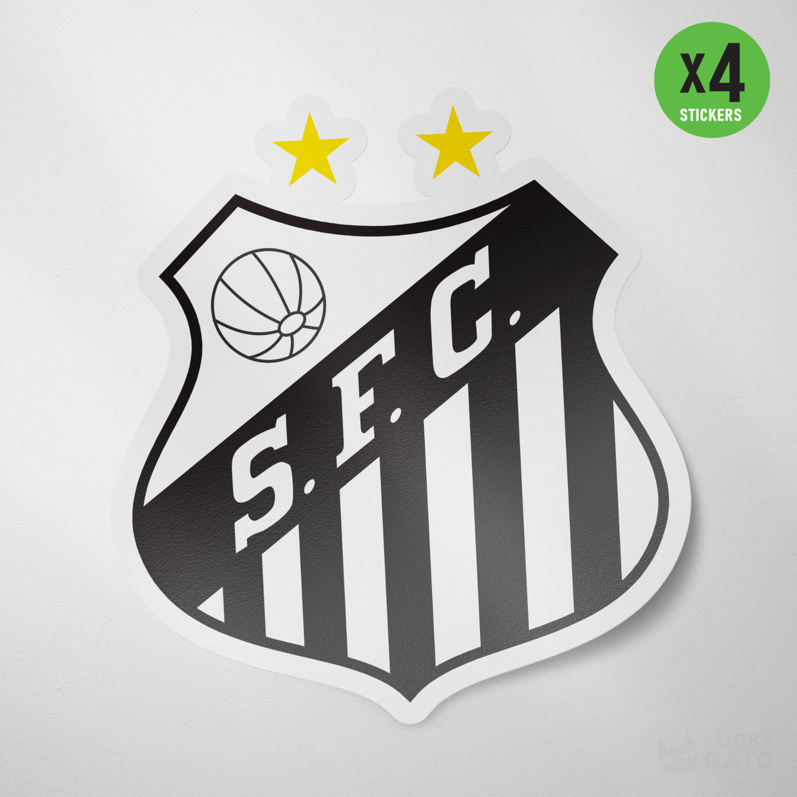 (4 Pack) Santos FC Brasil Vinyl Sticker Decal Calcomania Adesivo Soccer Peixe