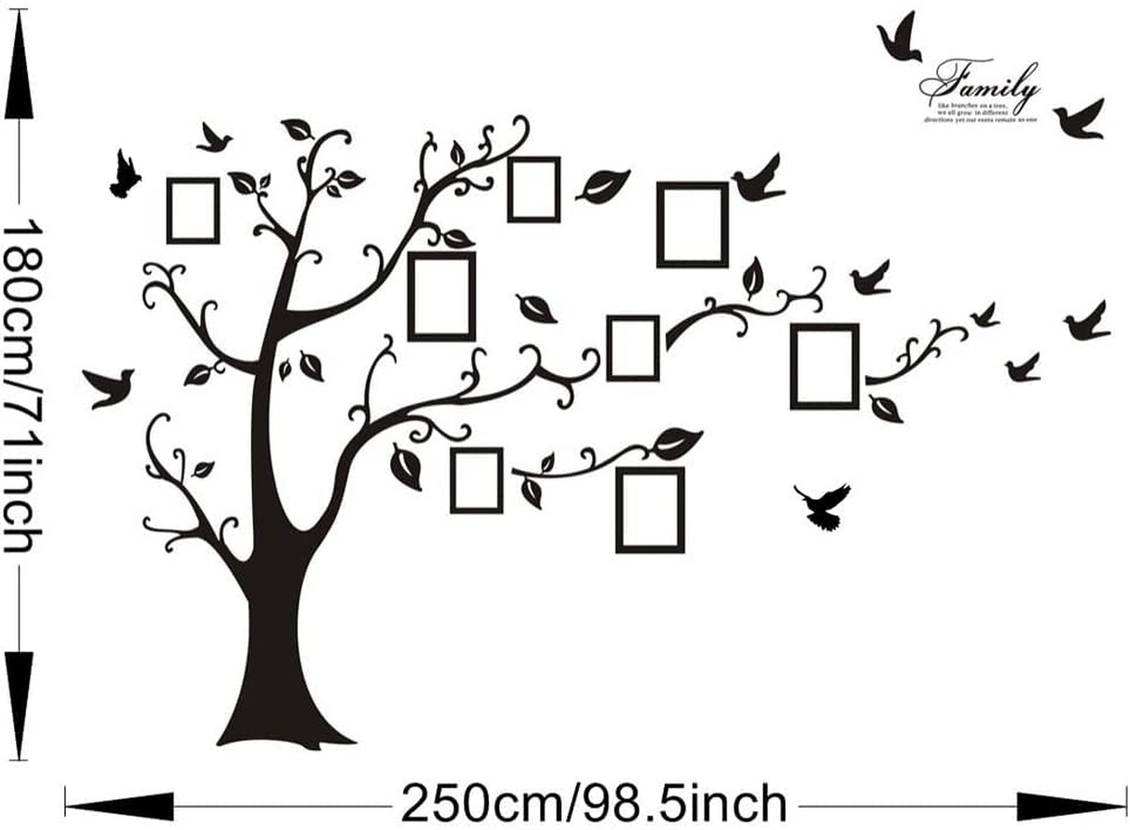 zhiyu&art decor Large Family Tree Wall Decal, DIY Black Photo Frame Tree Wall…