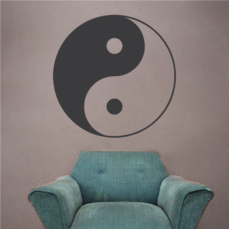 Yin Yang Decal Sticker, Asian Wall Vinyl, Removable Traditional Wall Art, a44