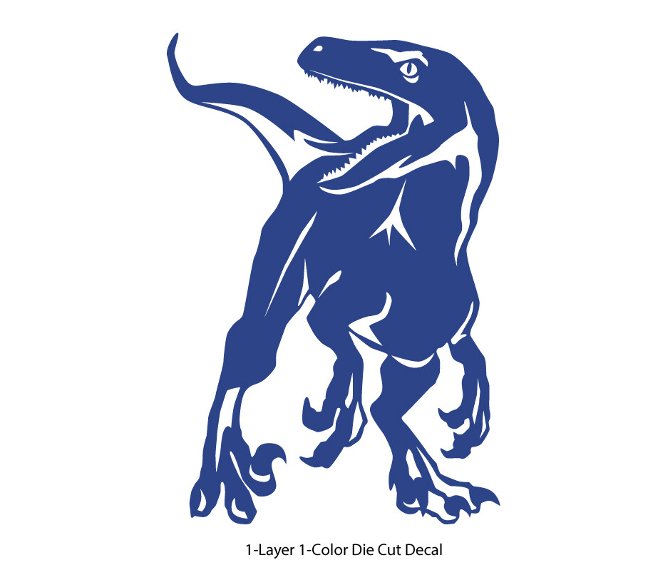 Dinosaur – Roaring Velociraptor #1 – Jurassic Period – 4-21" wide – DieCut Decal