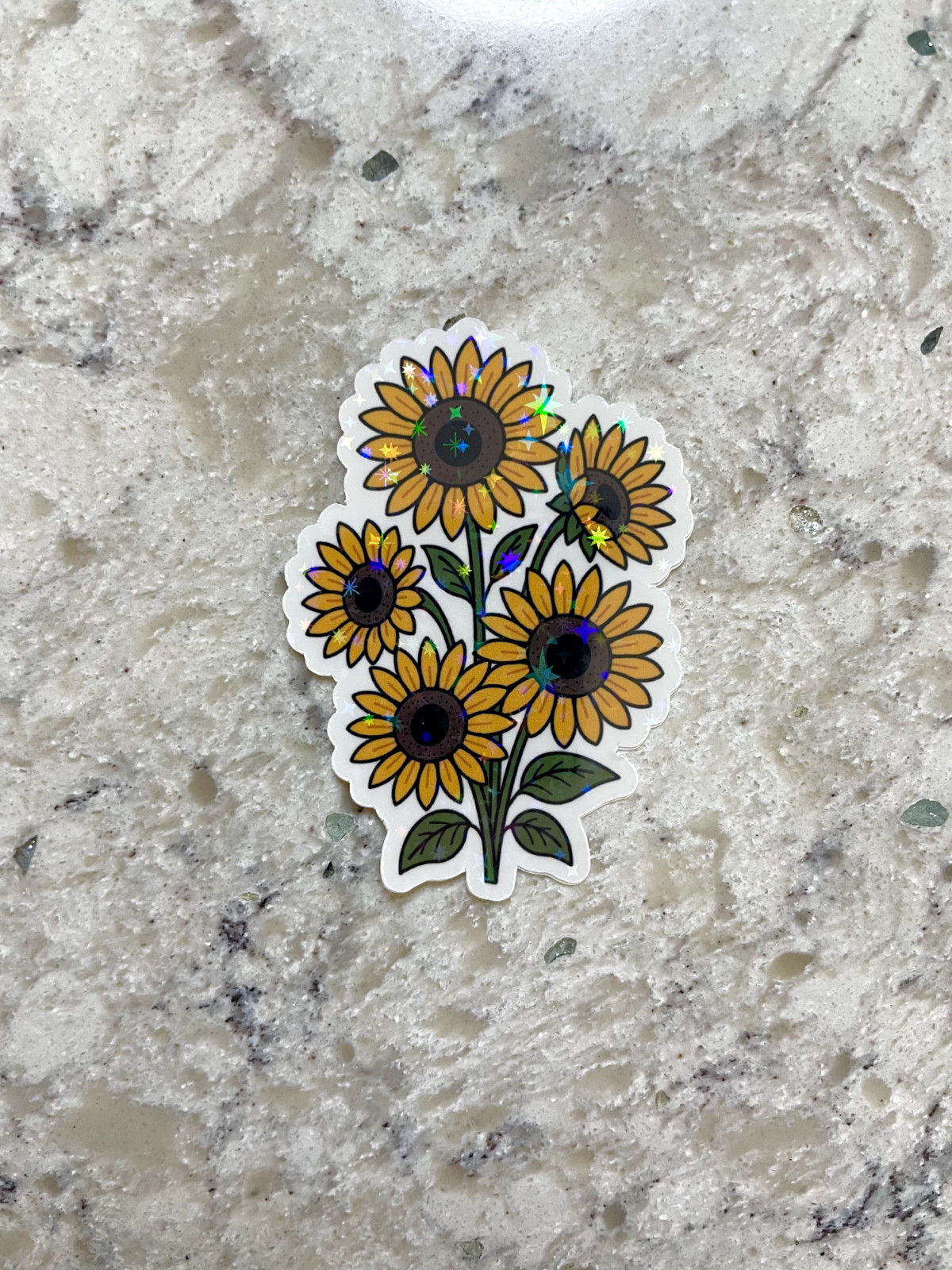 Sunflower Flower Bunch Sticker l Gloss or Holographic Laminate l Waterproof