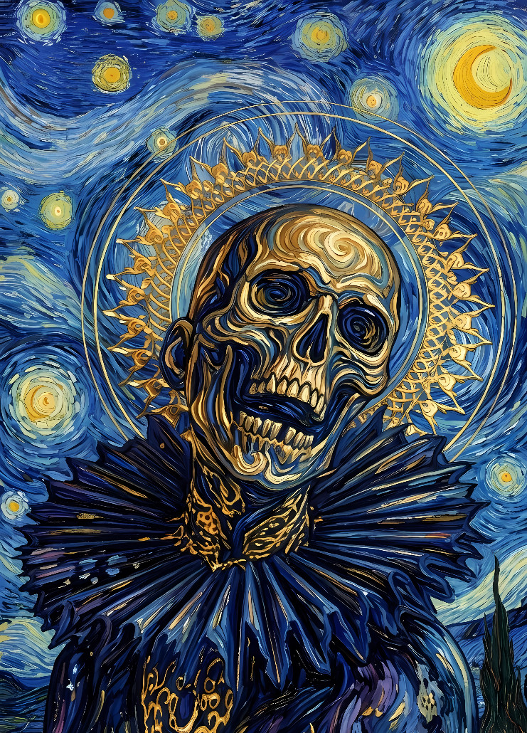 Darkness in Van Gogh's Starry Night Door Wrap, 1-piece Laminated Sticker Mural