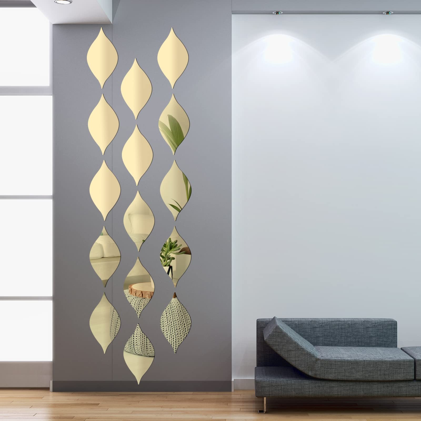 15 Pack Teardop Mirror Stickers Wall Decor Decals Wavy Acrylic Mirror Removab…