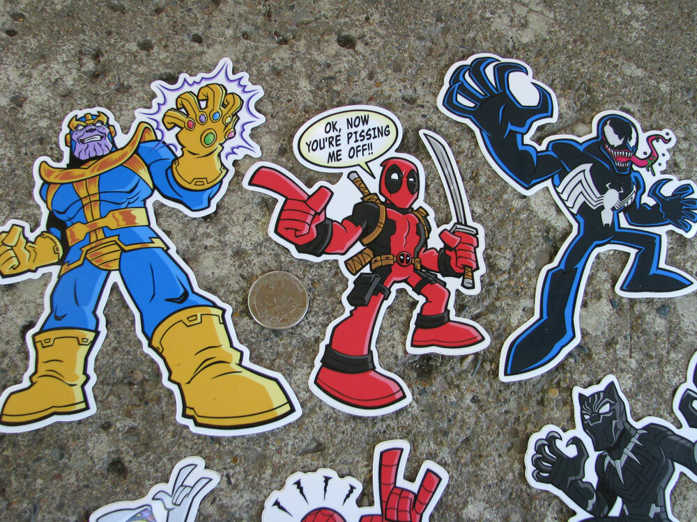 Marvel Vinyl Stickers Spider-Man Venom Deadpool Black Panther Thanos Car Decal