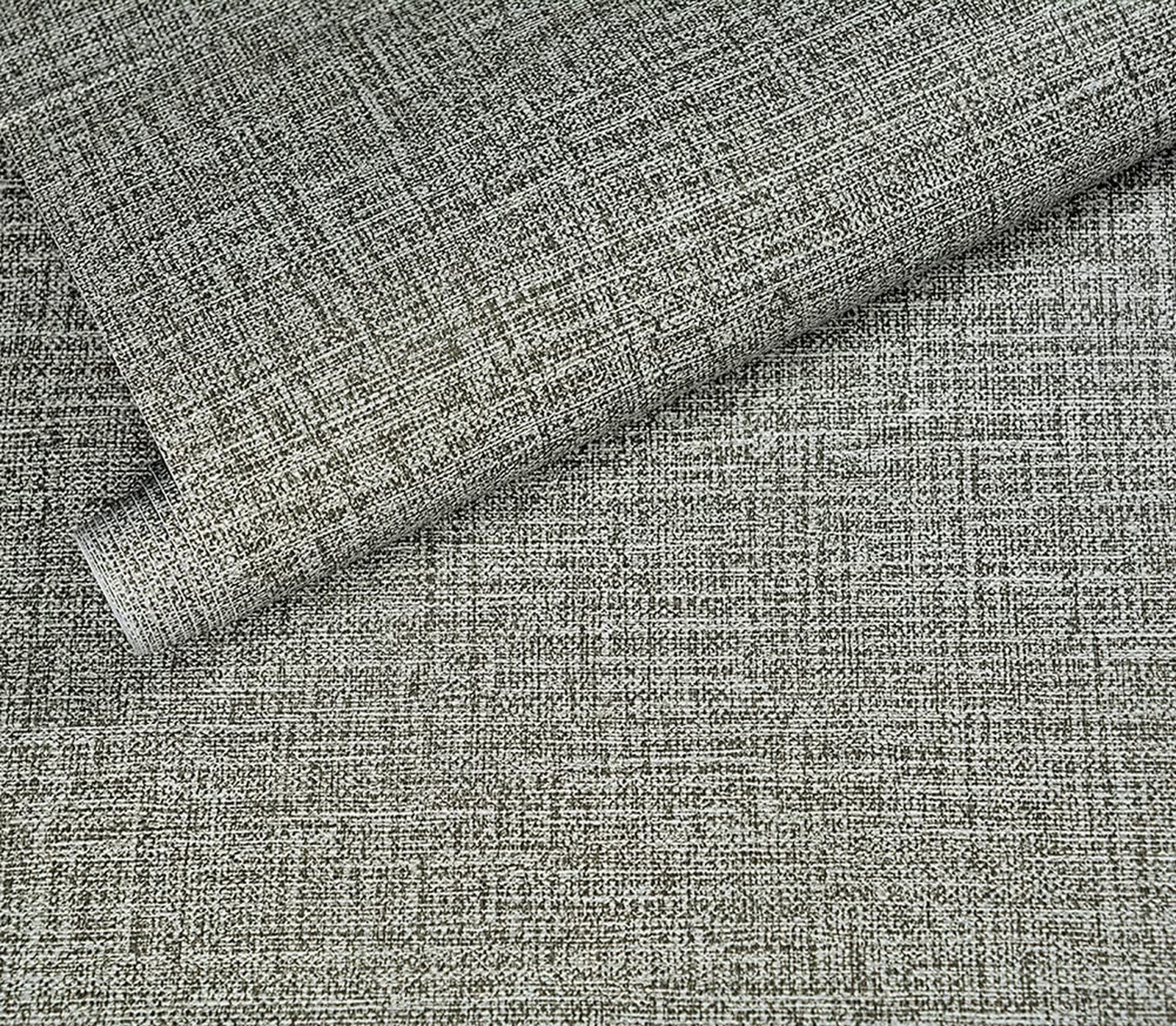H9422 Solid Color Peel and Stick Textile Wallpaper 17.7" x 9.8ft Gray Faux Cl…