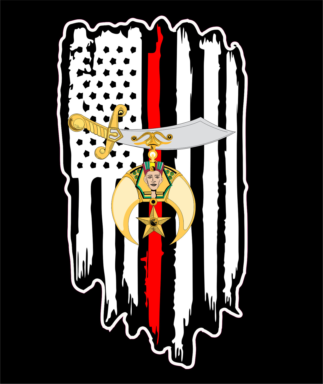 Fire/Police Thin Line Flags Shrine Scimitar