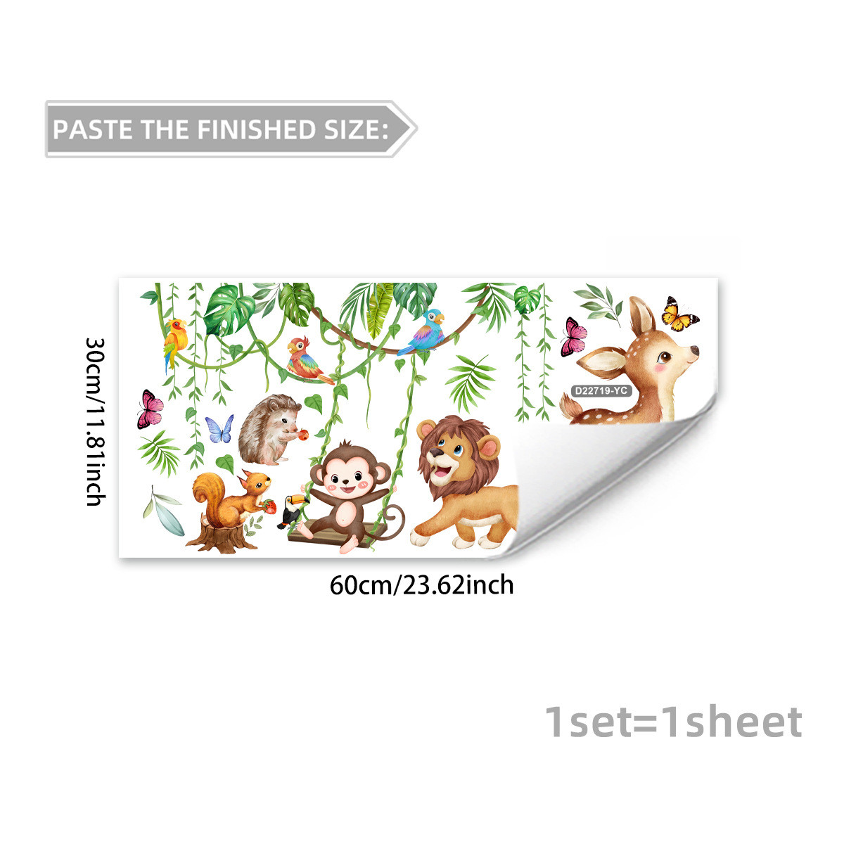 Static Window Sticker Tropical Rainforest Animals for Smooth Indoor Surfaces