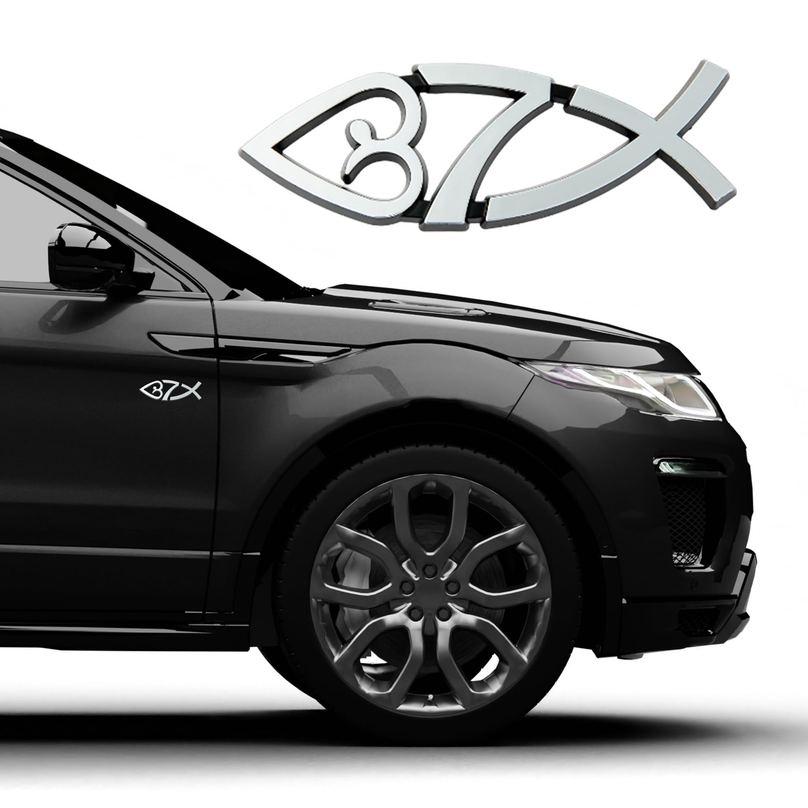 New Jesus Fish Car Decal 4 x 1.4 Inch – 3D Metallic Look Chrome Christian Sym…