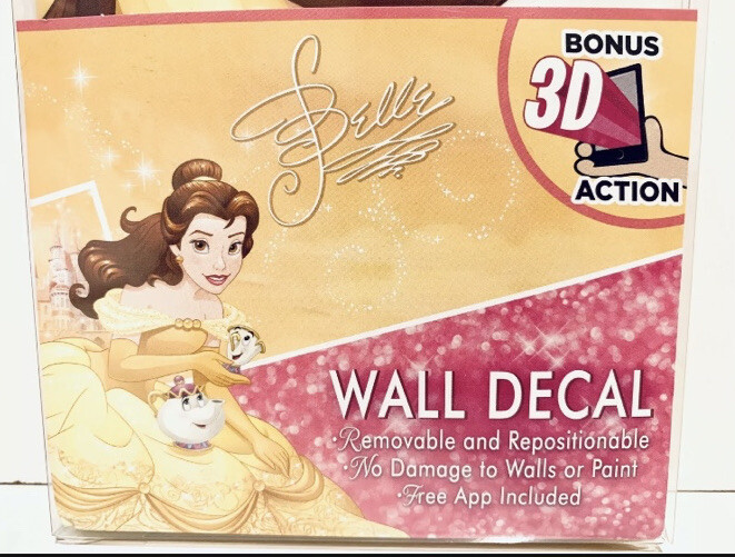 Disney Princess Belle Wall Decal With Bonus 3D Action 18in x 30in NEW