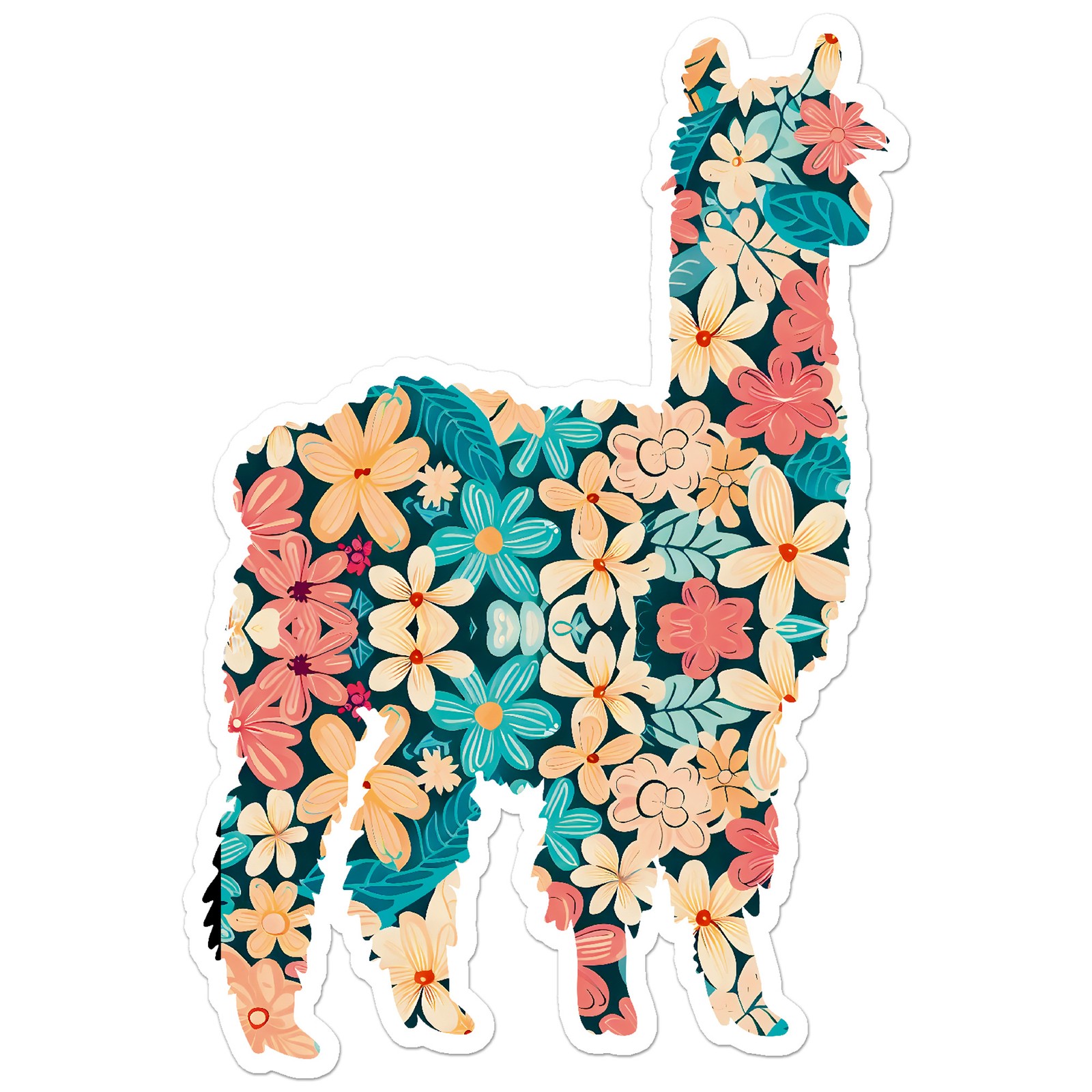 Llama Alpaca Flowers – Vinyl Decal Sticker – Car Window Laptop – ebn9145