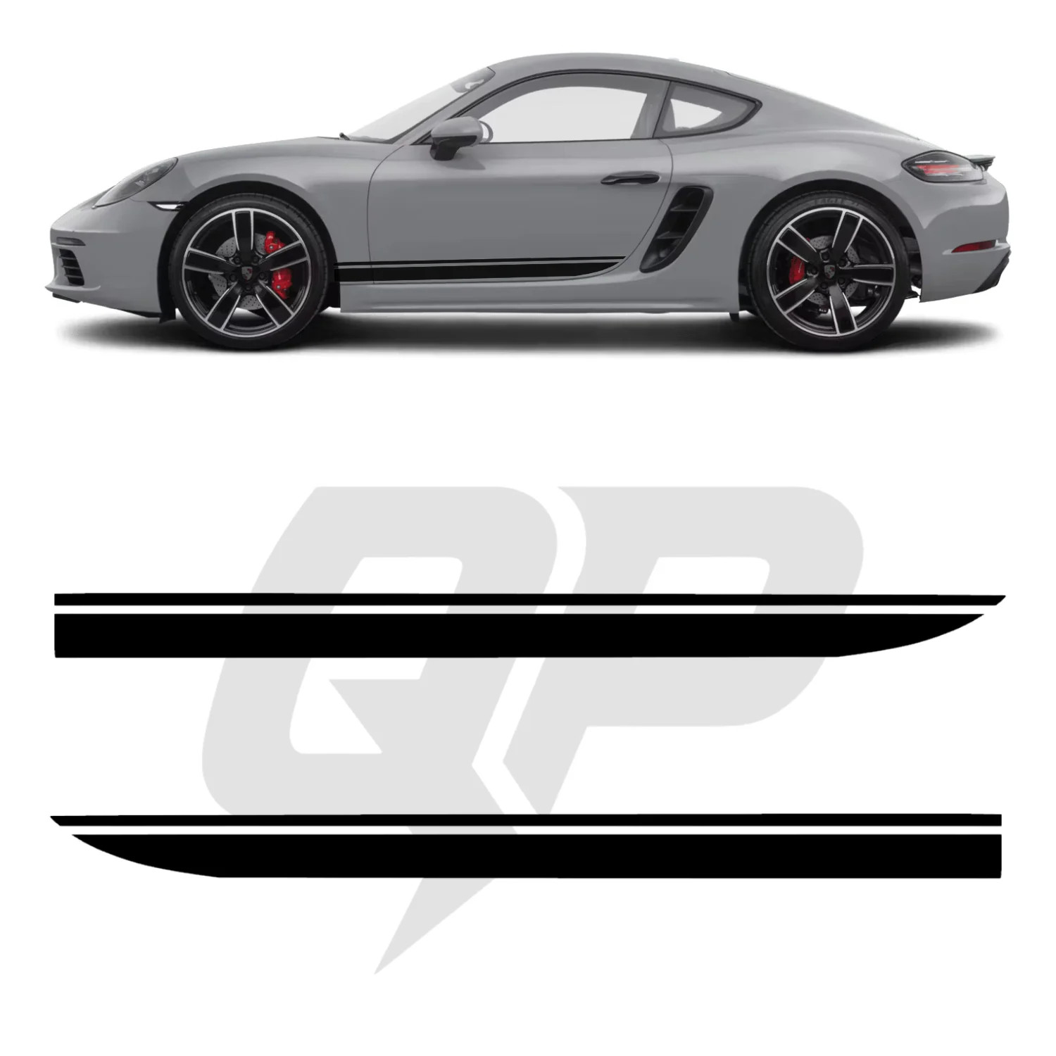 Compatible With Porsche 718 Cayman Hockey Style Side Stripe Decals – Tapered Roc