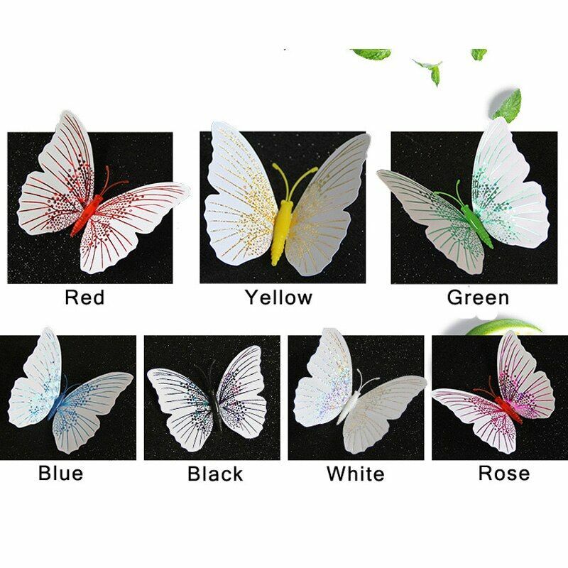 12Pcs/set 3D Butterfly Wall Sticker Butterflies Home Decoration Decor Fridge