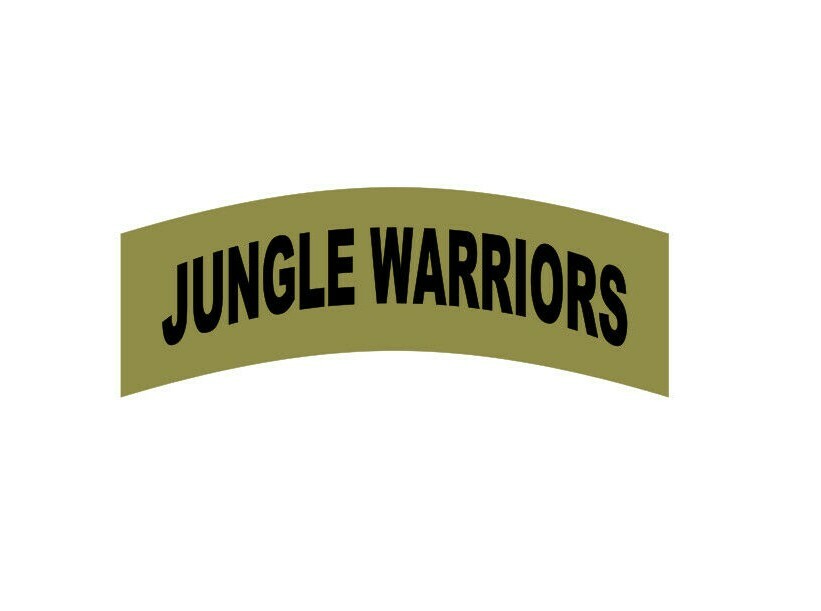 2X JUNGLE WARRIORS Tab Window Decal/Sticker Olive/Black U.S. Army 3.5" x 1.4"