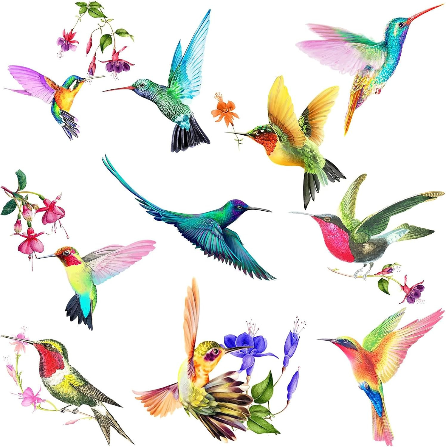 20 Pieces Large Size Hummingbird Window Hummingbird Decals for Window Anti-Colli
