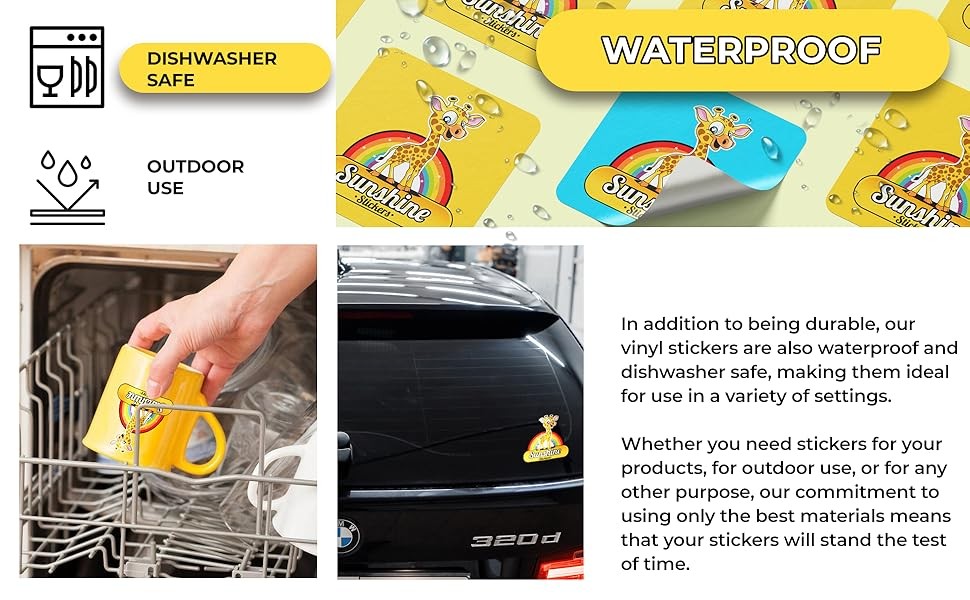 Sunshine Stickers Custom Waterproof Vinyl Stickers with Your Image Photo Text or