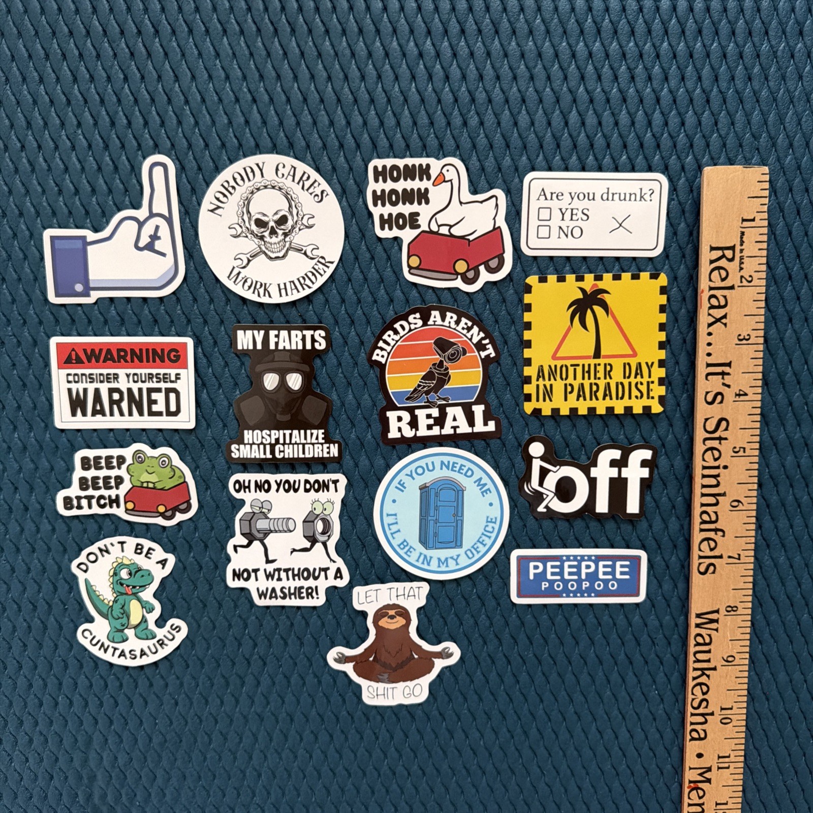 Funny and Sarcastic Glossy Printed Vinyl Stickers 15 Pieces