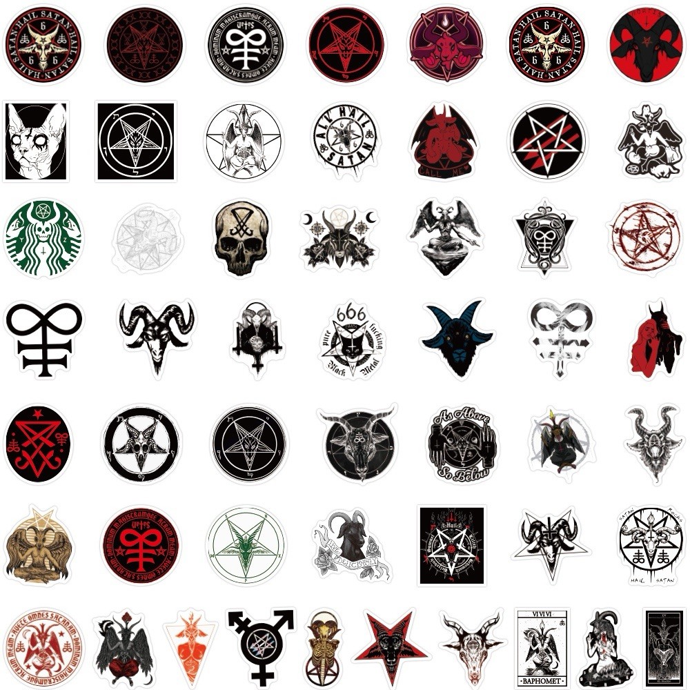 20 Random Satanic Stickers Devil 666 Decals Skull Satan Horror Red Free Shipping