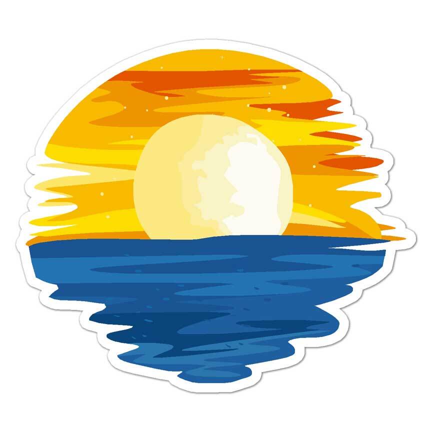 Sunset Ocean Lake, Vinyl Decal Sticker, Indoor Outdoor, 3 Sizes, #8023