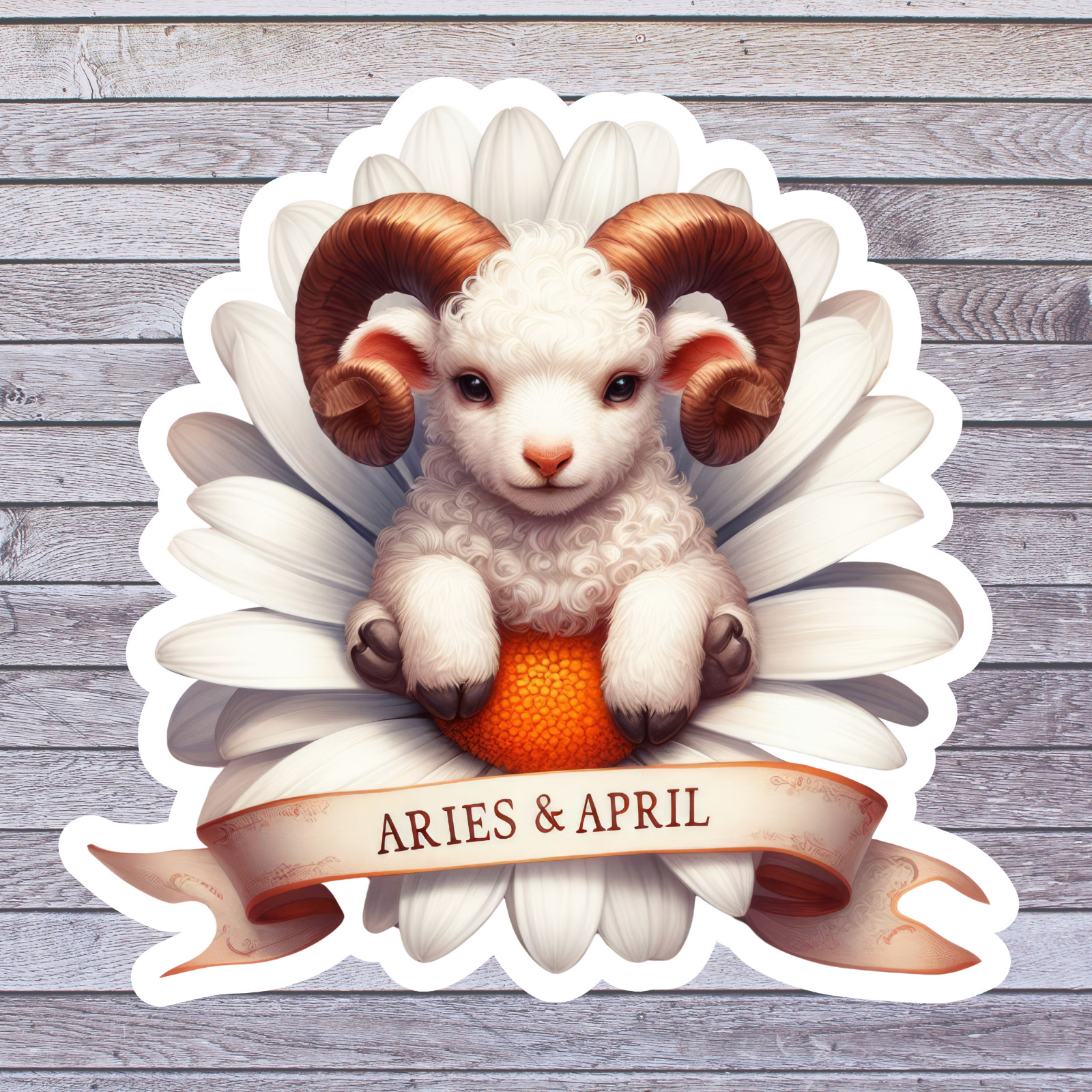 Aries ram sticker vinyl decal lamb daisy flower zodiac april