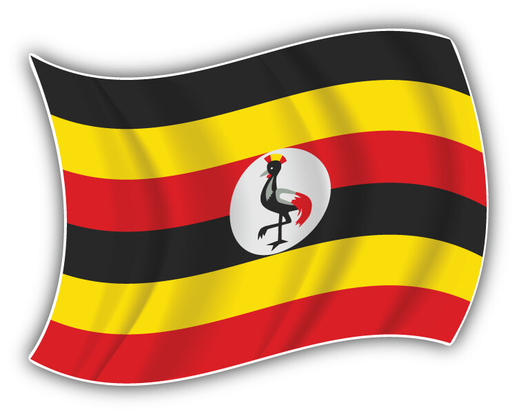 Uganda Flag Waving Car Bumper Sticker Decal
