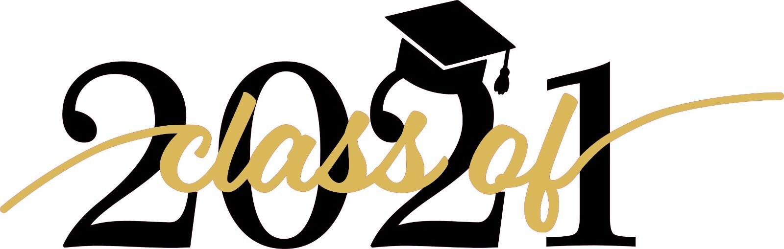 Vinyl Graduation Sticker Senior 2021 Gold & Black Design Home Wall Decal 7×20